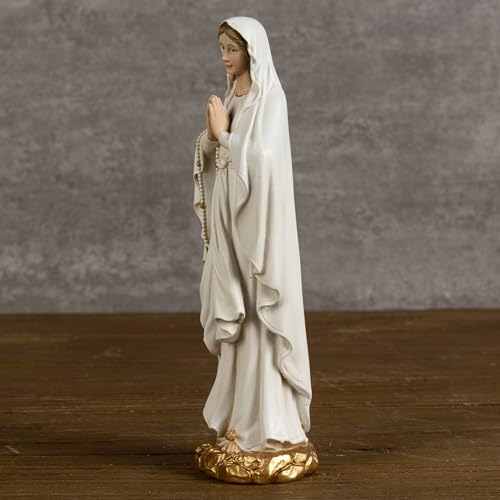 BC Catholic Our Lady of Lourdes Statue, 6" H Blessed Virgin Mary Mother Figure, Inspirational Home décor, Religious Gift,Handpainted Renaissance Sculpture Purity & Grace Collection from Buildclassic - color: Gold&white Lourdes