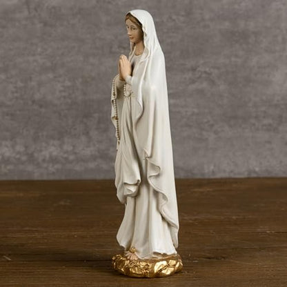 BC Catholic Our Lady of Lourdes Statue, 6" H Blessed Virgin Mary Mother Figure, Inspirational Home décor, Religious Gift,Handpainted Renaissance Sculpture Purity & Grace Collection from Buildclassic - color: Gold&white Lourdes