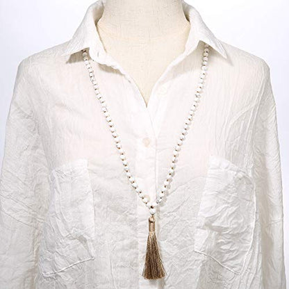 6MM Mala Beads Long Necklace for Meditation Prayer - style: Natural White Howlite