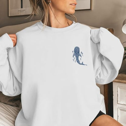 Sulayesh Christian Whale Shark Sweatshirts for Women Jesus God Bible Verse Hoodie Religious Faith Graphic Long Sleeve Shirts - color: White, size: Small