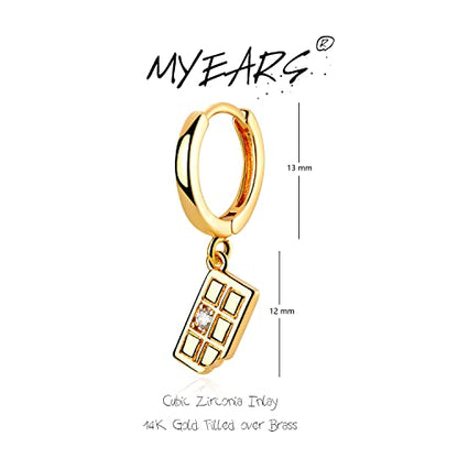 MYEARS Women Earrings Gold Huggie Hoop Dangle Drop 14K Gold Plated Small Simple Hypoallergenic Everyday Jewelry - style: Chocolate