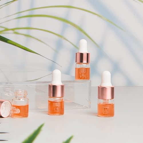 Didaey 100 Pcs Mini Glass Oil Dropper Bottle, 2 ml, Rose Gold - color: Rose Gold, size: 2 ml