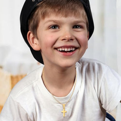 Gold Plated/Silver/Black Cross Chain Necklace Gifts for Boys Girls Son - color: Gold, style: To my son
