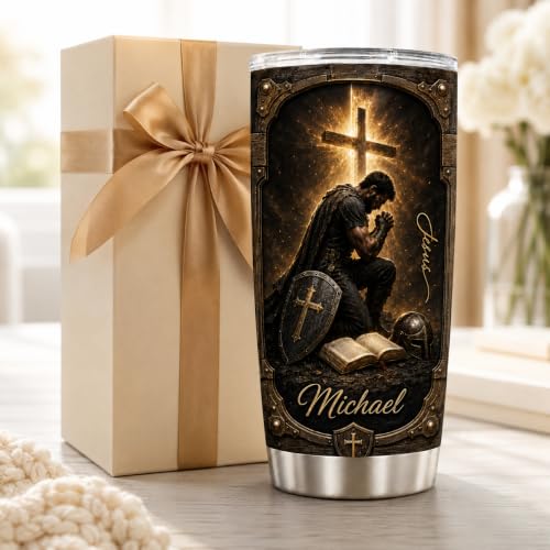 Personalized Christian Gifts For Men - A Child Of God Man Of Faith Bible Tumbler V17 - Warrior Christ Religious Faith For Dad, Husband, Grandpa on Fathers Day, Christmas, Birthday - color: CH-VAR-17