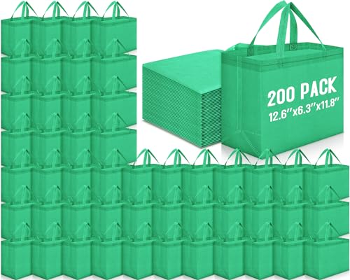 Windyun Reusable Grocery Bags Non Woven with Handles - color: Forest Green