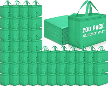 Windyun Reusable Grocery Bags Non Woven with Handles - color: Forest Green