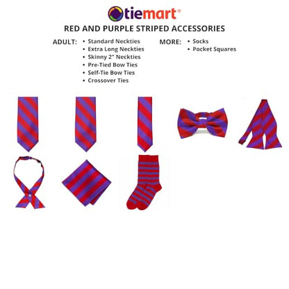 tiemart Crossover Tie - color: Red and Purple Striped