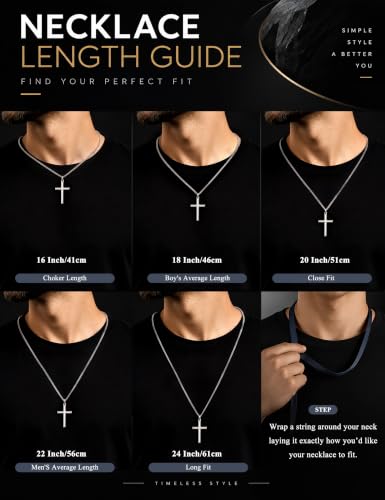 MILACOLATO Solid 925 Sterling Silver Cross Necklace for Men Women 16-24 in - color: Sterling Silver Cuban Chain, size: 18 in=46 cm