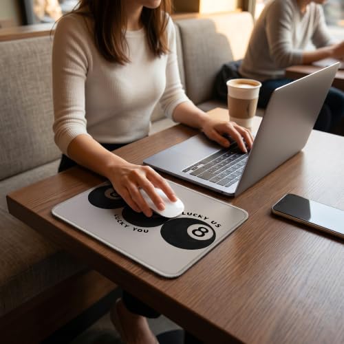 Lucky 8 Ball Retro Mouse Pad Trendy Neutral Desk Pad 9.5x7.9 Inch - color: Lucky 8