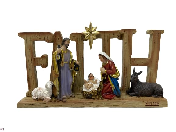 7" Holy Family Faith Tabletop Decor Figuire Sagrada Familia