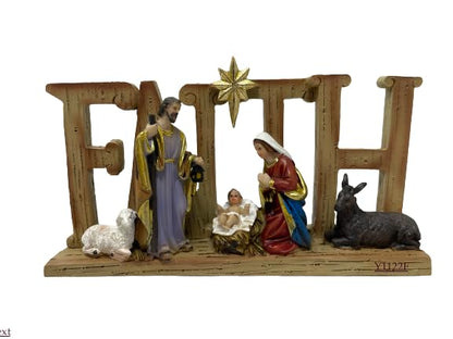 7" Holy Family Faith Tabletop Decor Figuire Sagrada Familia
