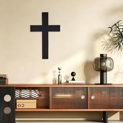 OLYCRAFT Metal Cross Wall Decoration 10.6x6.7 Inch Black Wall Hanging Crucifix Iron Cross Walls Mounted Ornament Metal Decorative Hanging Crosses for Walls Home Weddings Party Favors Decoration