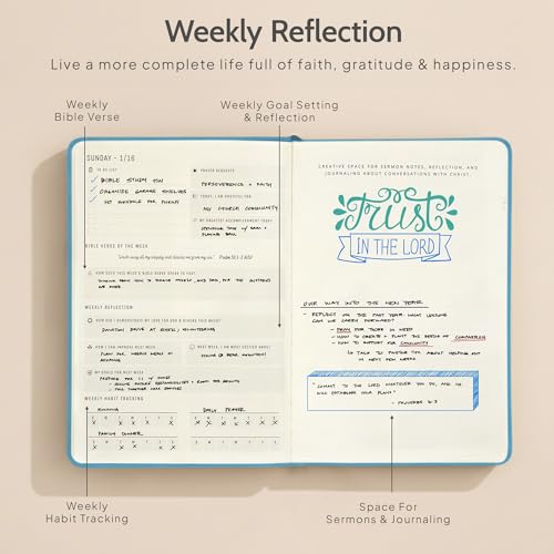 2026 Christian Planner & Prayer Journal | Strengthen Your Relationship with God and Better Navigate His Path for You | Daily Planner w/Bible Verses, Prayer Prompts, & Habit Tracking (Blue) - color: Blue
