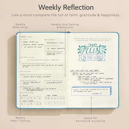 2026 Christian Planner & Prayer Journal | Strengthen Your Relationship with God and Better Navigate His Path for You | Daily Planner w/Bible Verses, Prayer Prompts, & Habit Tracking (Blue) - color: Blue