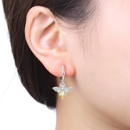 925 Sterling Silver Drop & Dangle Earrings for Women,Butterfly Dragonfly and Bee|Flower and leaf Earrings, Suitable for Sensitive Ears Fashion Jewelry Gift- Hypoallergenic Earrings - color: Bee Earrings