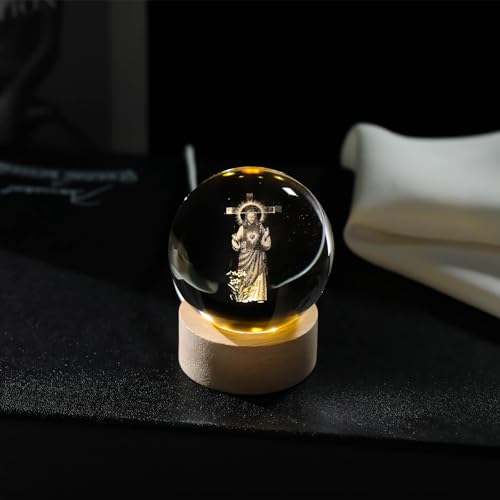 Arikyrist 3D Crystal Jesus Cross & Praying Hands Statue, Laser Engraved Sacred Heart of Jesus, Easter Decoration & Catholic Religious Gift - color: 3d Jesus#2