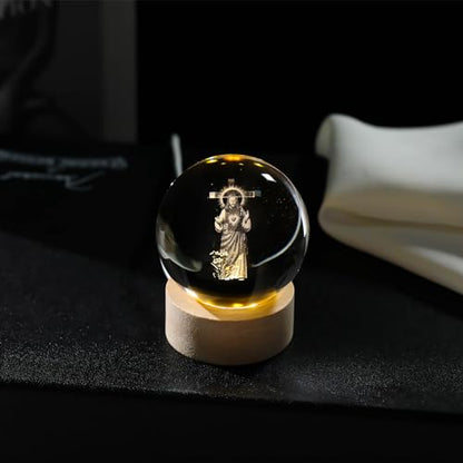 Arikyrist 3D Crystal Jesus Cross & Praying Hands Statue, Laser Engraved Sacred Heart of Jesus, Easter Decoration & Catholic Religious Gift - color: 3d Jesus#2