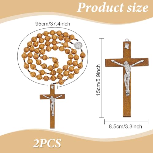 ORIGACH 2 Pcs 43 Inch Large Round Handmade Crucifix Wall Cross
