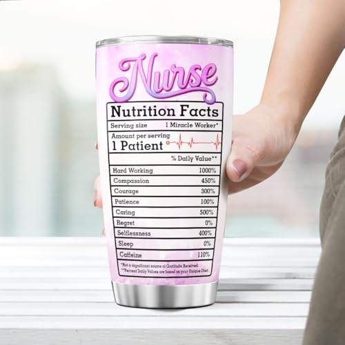 Nurse Appreciation Gift 20oz Tumbler, Floral Medical Design, Stainless Steel Insulated Cup with Nutrition Facts Graphic, Ideal for RN LPN CNA Graduation Week or Thank You Present - color: Nurse Life M8