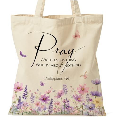 Christian Bible Tote Bag for Women Shopping Work Church with Inner Pocket - color: Beige 03
