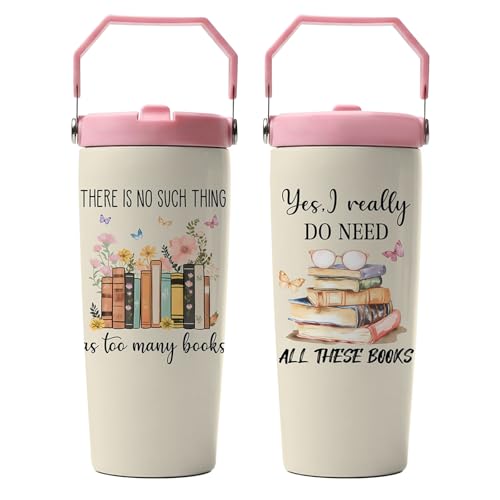Book Lovers Gifts for Women, Read Tumbler with Handle and Flip Straw 28oz, Insulated Stainless Steel Travel Cup Mug, Birthday Gifts for Reading Lovers Readers - color: Book