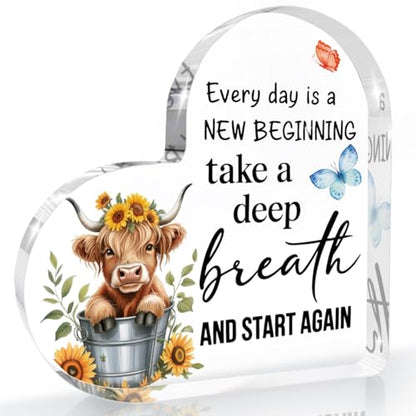 Motivational Gifts for Women Highland Cow Gifts for Women Friends Sister - color: New start