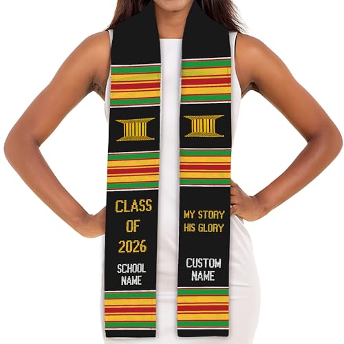 MDPrints Global Kente Graduation Sash 2026, Black Girl Magic Graduation Sash 2026, Class of 2026 Graduation Gift - color: Qh121 Q3