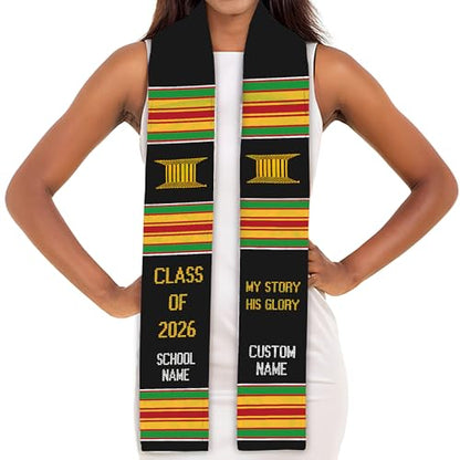 MDPrints Global Kente Graduation Sash 2026, Black Girl Magic Graduation Sash 2026, Class of 2026 Graduation Gift - color: Qh121 Q6