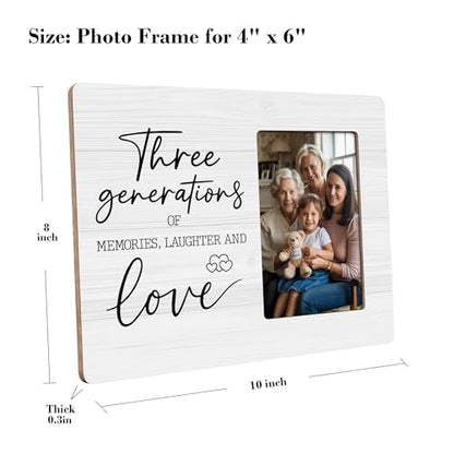 Three Generations Picture Frame, Gifts for Mom Grandmother, Family Frame Fits 4x6 Photo - color: Pink