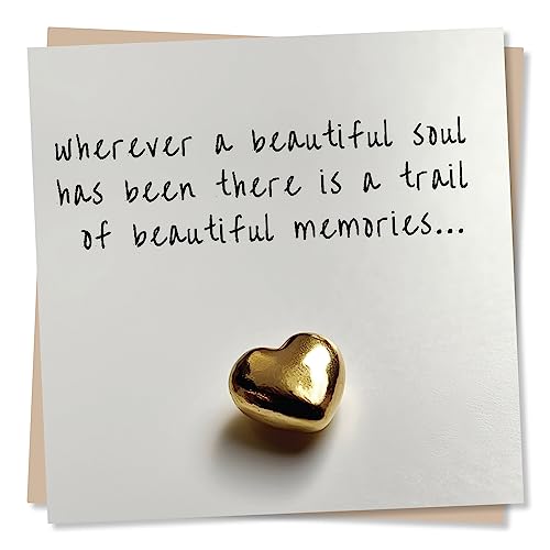 Nokular Sympathy Greeting Card – Wherever a Beautiful Soul Has Been – Gold Heart Design – Blank Inside (135 x 135 mm) – Made in UK – With Envelope