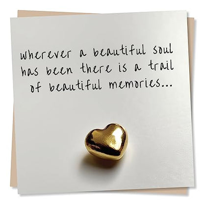 Nokular Sympathy Greeting Card – Wherever a Beautiful Soul Has Been – Gold Heart Design – Blank Inside (135 x 135 mm) – Made in UK – With Envelope