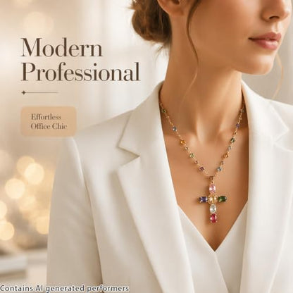 Colorful Crystal Rainbow Symbol Pendant Alloy Clavicle Necklace - color: coloful3