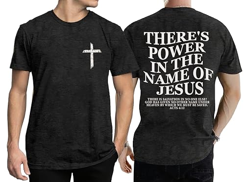 YHHR Christian Shirts for Men Faith Cross Bible Verse Graphic Tee - color: Deepgray, size: Large