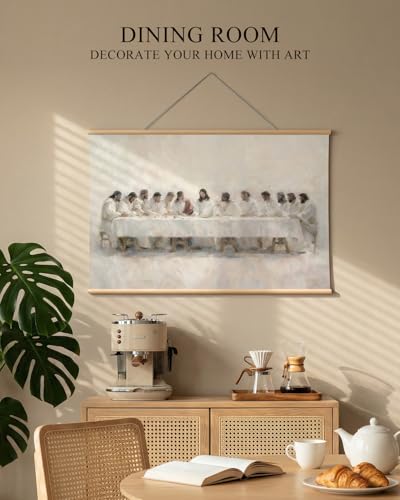VIYYIEA Large Framed Christian Wall Art, 24x36 Inch The Last Supper Canvas Print, Neutral Religious Wall Decor for Living Room Dining Room Church - color: The Lord’s Supper