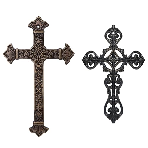 DreamsEden Metal Christian Wall Cross Set of 2, Decorative Holy Cross for Wall Home Decor - color: 2 Pcs