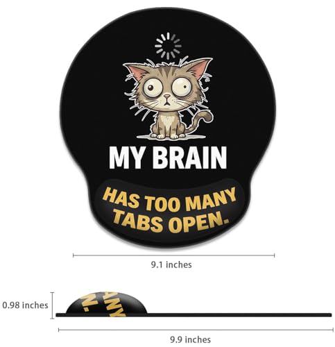 Britimes Ergonomic Mouse Pad with Wrist Support, Cat Animal - color: Black Loading Cat