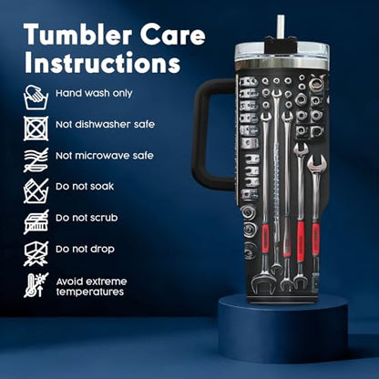 34HD Mechanic Dad Engineer Tools 40 oz Tumbler with Handle, Gift for Papa - color: Mechanic Tool