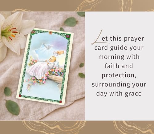 Guardian Angel Prayer Card - Laminated Guardian Angel Card, Baptism Prayer Card, The Lord's Prayer - Made in Italy Guardian Angel Prayer Card Set for Parents and Grandparents - Total 3 Items