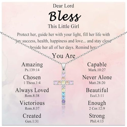 Cross Necklace for Little Girls Catholic Christian Religious Gifts - color: Cross Necklace for Girls
