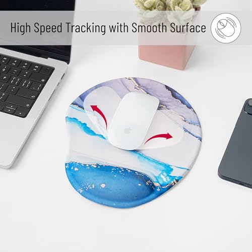 Mr. Pen- Ergonomic Mouse Pad with Wrist Rest, Glacial Blue Marble Design - color: Glacial Blue Marble