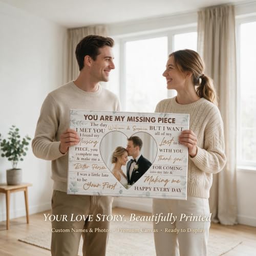Ipplee Custom Couples Framed Canvas Print, You Are My Missing Piece - color: Design07