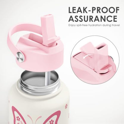 Breast Cancer Awareness Stainless Steel Water Bottle 32 Ounces with Lid & Straw, Sport Insulated Bottles for Girls Women - color: Breast Cancer Awareness