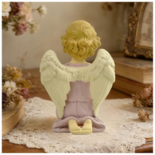 Short Hair Kneeling Angel Figurine, 5.3 Inch Resin Praying Angel Decor - style: 5.3'' Cross hands angel kneeling