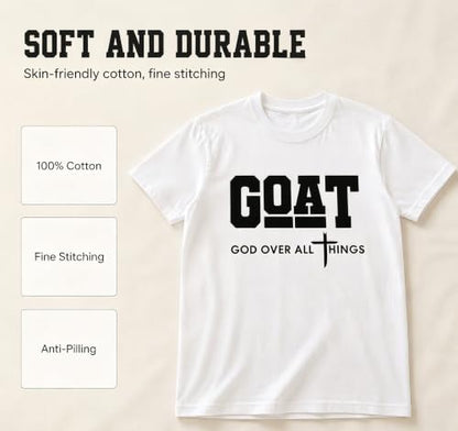 Men's Christian Graphic T-Shirt,Goat(God Over All Things) 100% Cotton Tee - color: White, size: XX-Large
