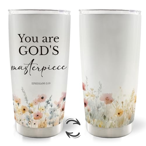 Christian Floral 20oz Travel Coffee Mug Tumbler, Christian Gifts for Women, Religious Gifts for Women, Bible Verse Flower Stainless Steel Tumbler with Lid and Straw - color: youer
