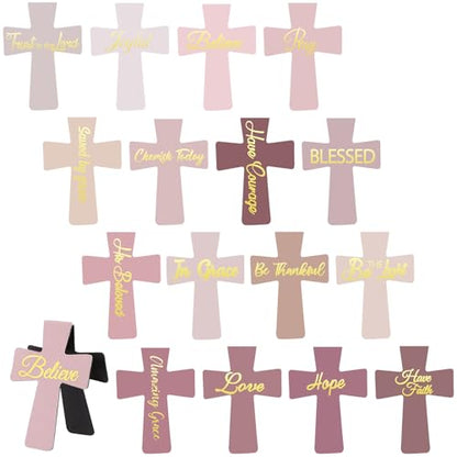 Outus 48 Pcs Magnetic Christian Religious Cross Bookmark, 16 Pink Styles