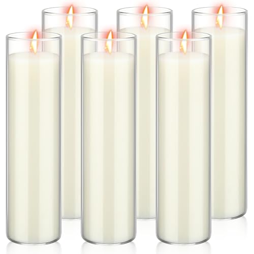 Foldtier 6 Pcs White Devotional Candles in Glass 2 x 8 Inches