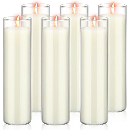 Foldtier 6 Pcs White Devotional Candles in Glass 2 x 8 Inches