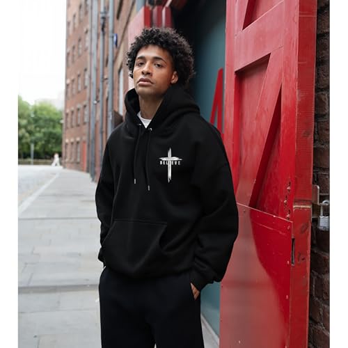 Christian Hoodies for Men Women, Religious Faith Sweatshirt Cross Jesus Psalms 23:1-3 Letter Print Graphic Hoodies - color: Cross Black, size: Small