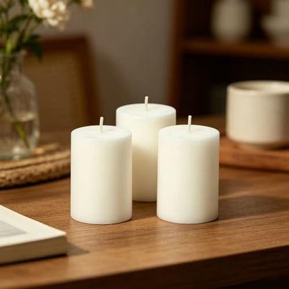 Hosley 2x3 High Pillar Candles, Set of 6. White, Unscented. Bulk Buy. Ideal for Wedding, Emergency Lanterns, Spa, Aromatherapy, Party, Reiki, Candle Gardens O4 - size: 2"D x 3"H-6 count